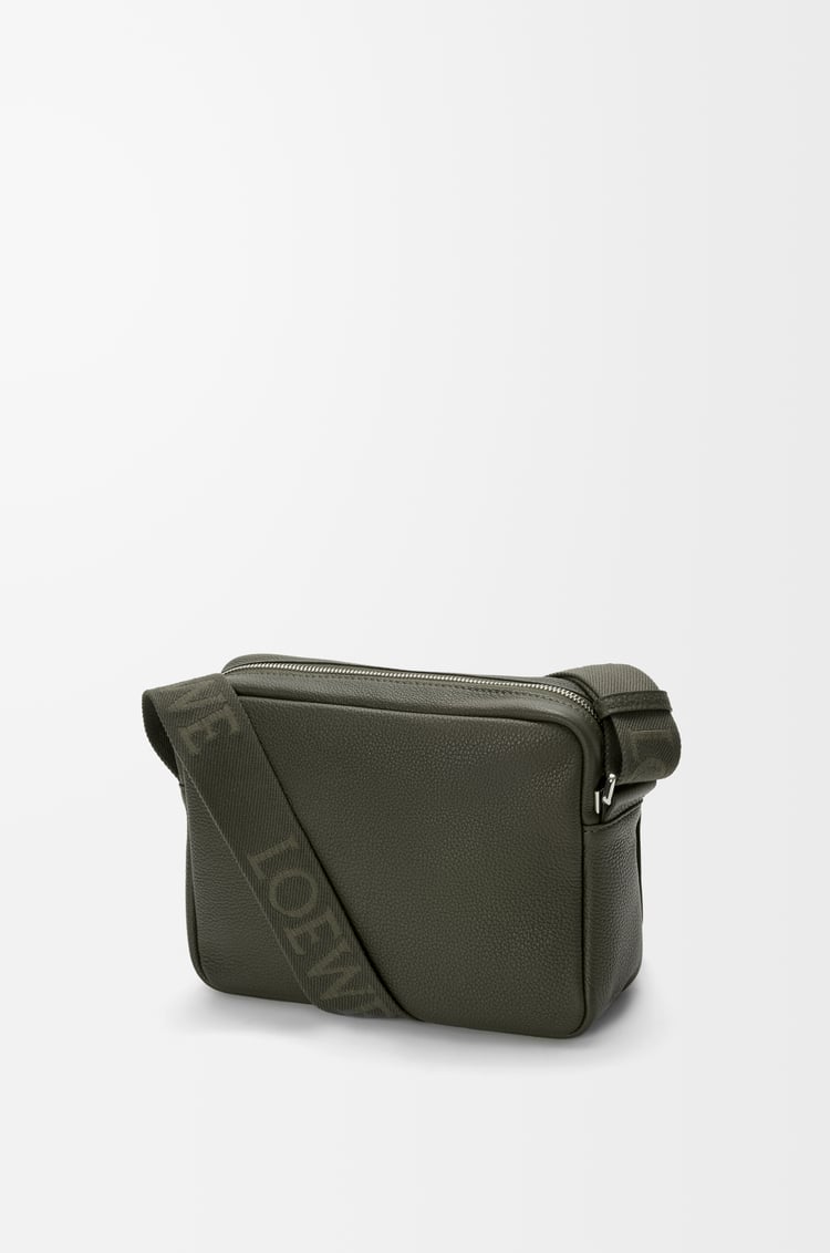 LOEWE Medium Pebble messenger bag in supple grained calfskin Dark Khaki