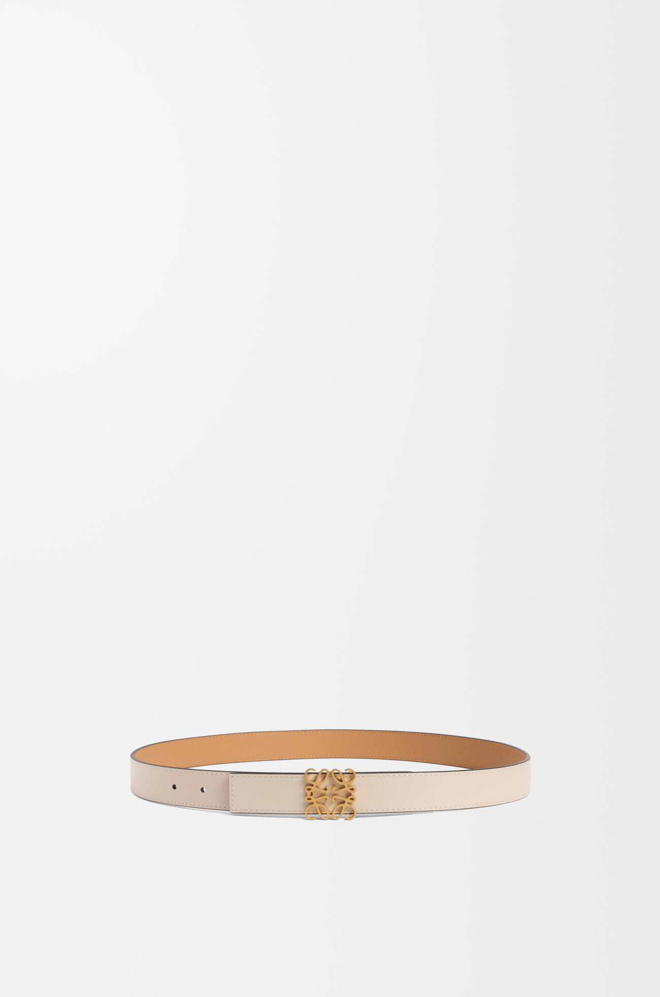LOEWE 光滑牛皮革双面 Anagram 腰带 暖沙黄色/浅燕麦色/青铜色
