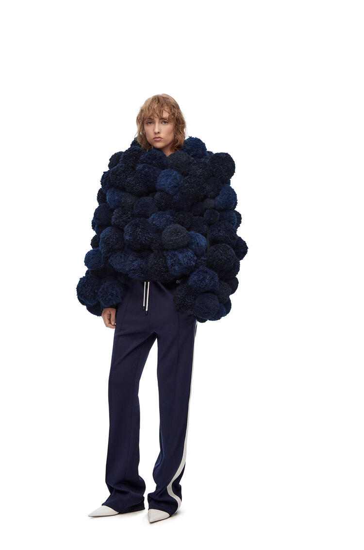 LOEWE Pom pom jacket in wool and alpaca Dark Navy Blue