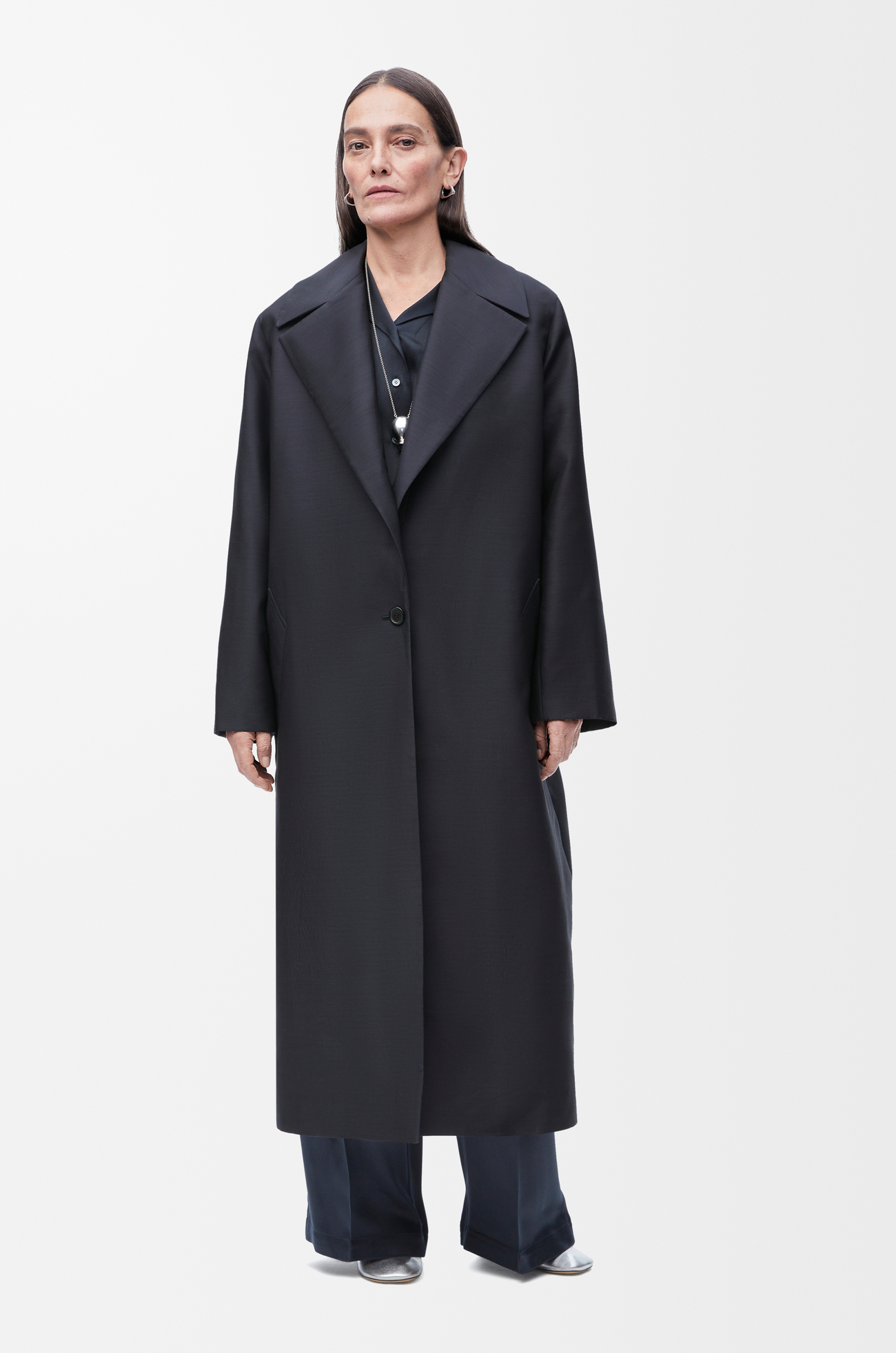 LOEWE Coat in wool and silk Dark Blue plp_rd