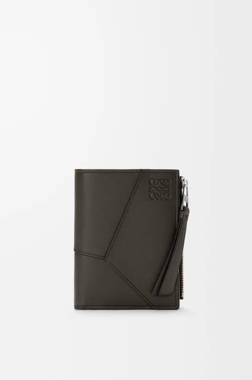 LOEWE Puzzle slim compact wallet in classic calfskin Dark Grey
