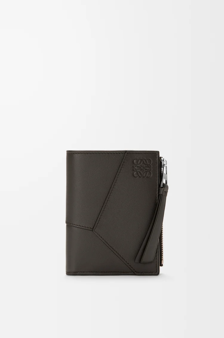 LOEWE Puzzle slim compact wallet in classic calfskin Dark Grey