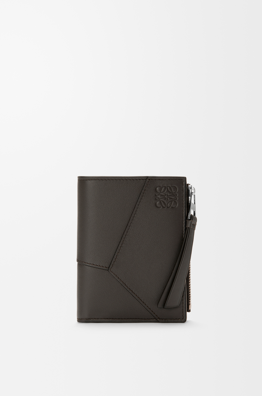 Puzzle slim compact wallet in classic calfskin