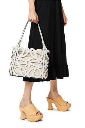 LOEWE Small Anagram cut-out tote in box calfskin Soft White plp_rd