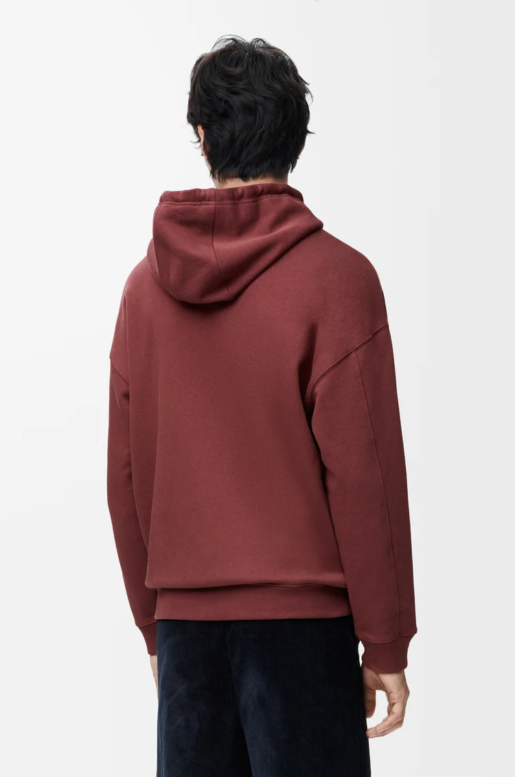 LOEWE Sudadera con capucha y cremallera en algodón Burdeos