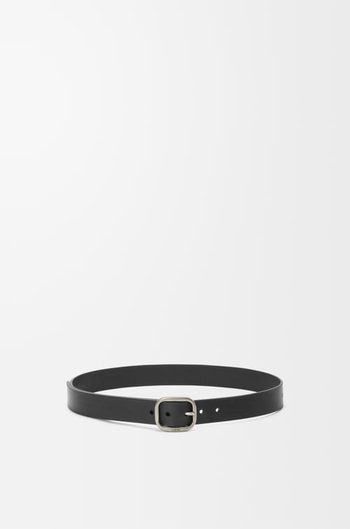 LOEWE 經典小牛皮柔軟皮帶  黑色/復古鈀金色