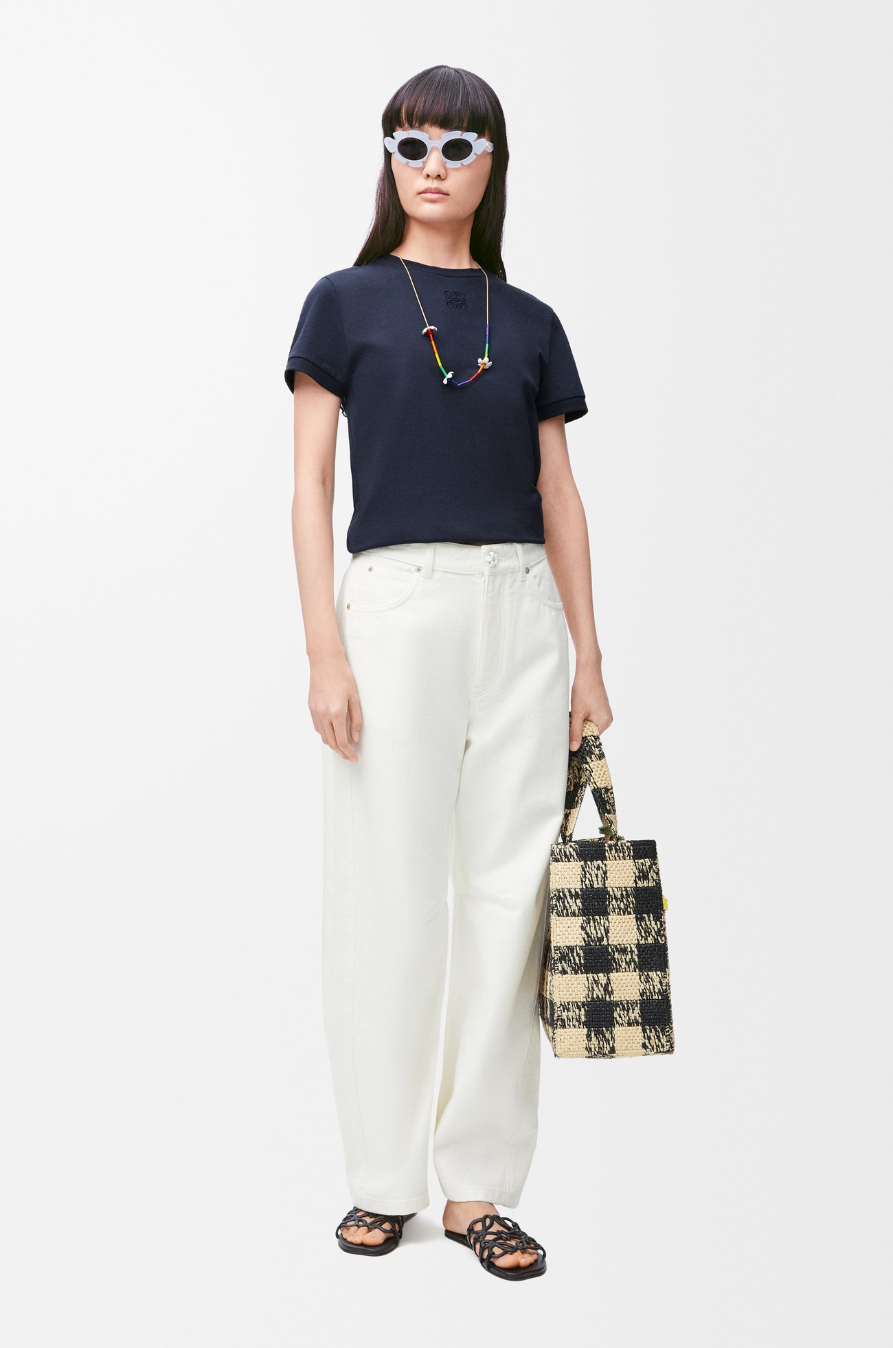 LOEWE レース Tシャツ（コットン） ネイビーブルー