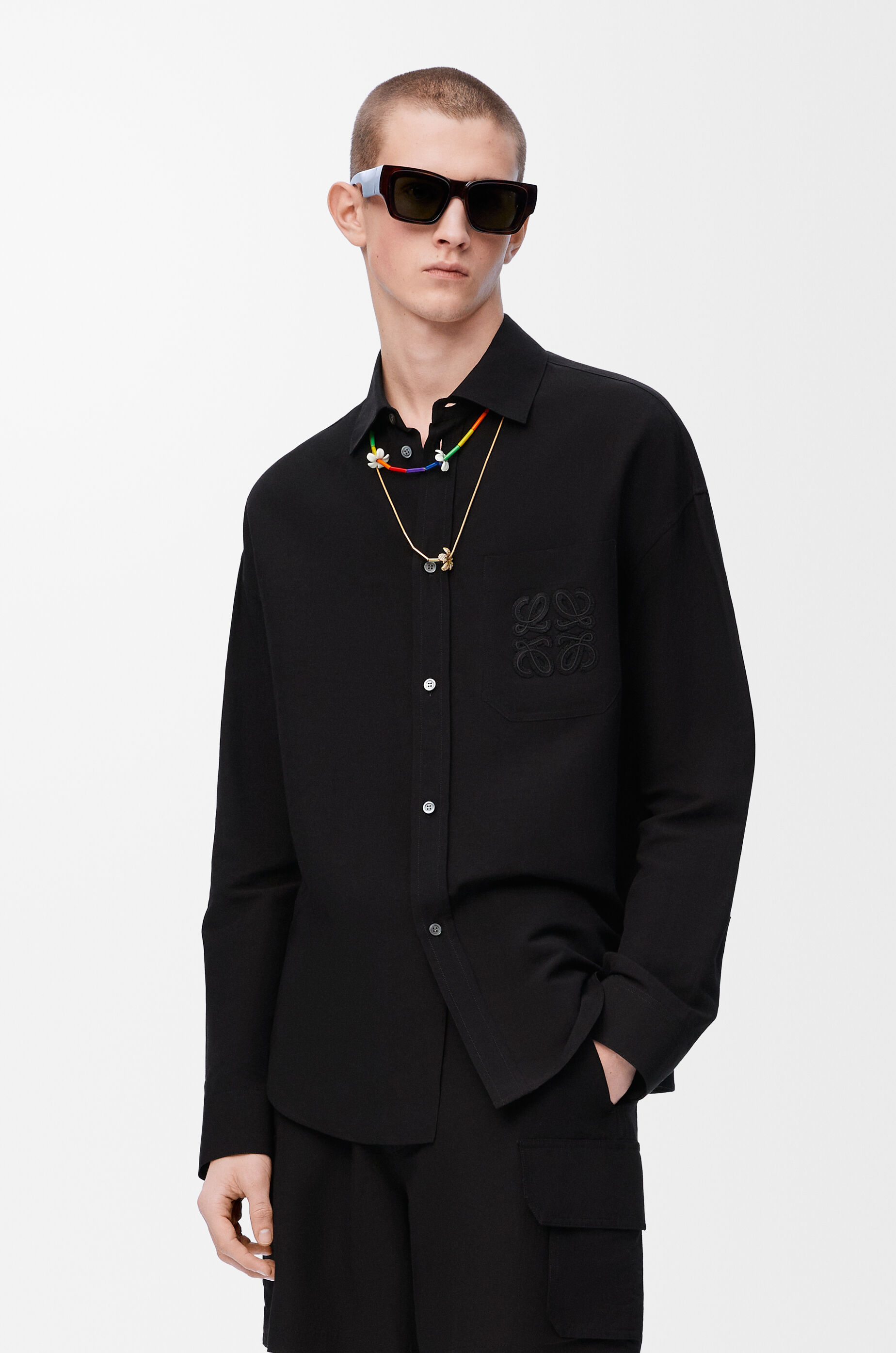 Shirt in viscose and linen Black - LOEWE