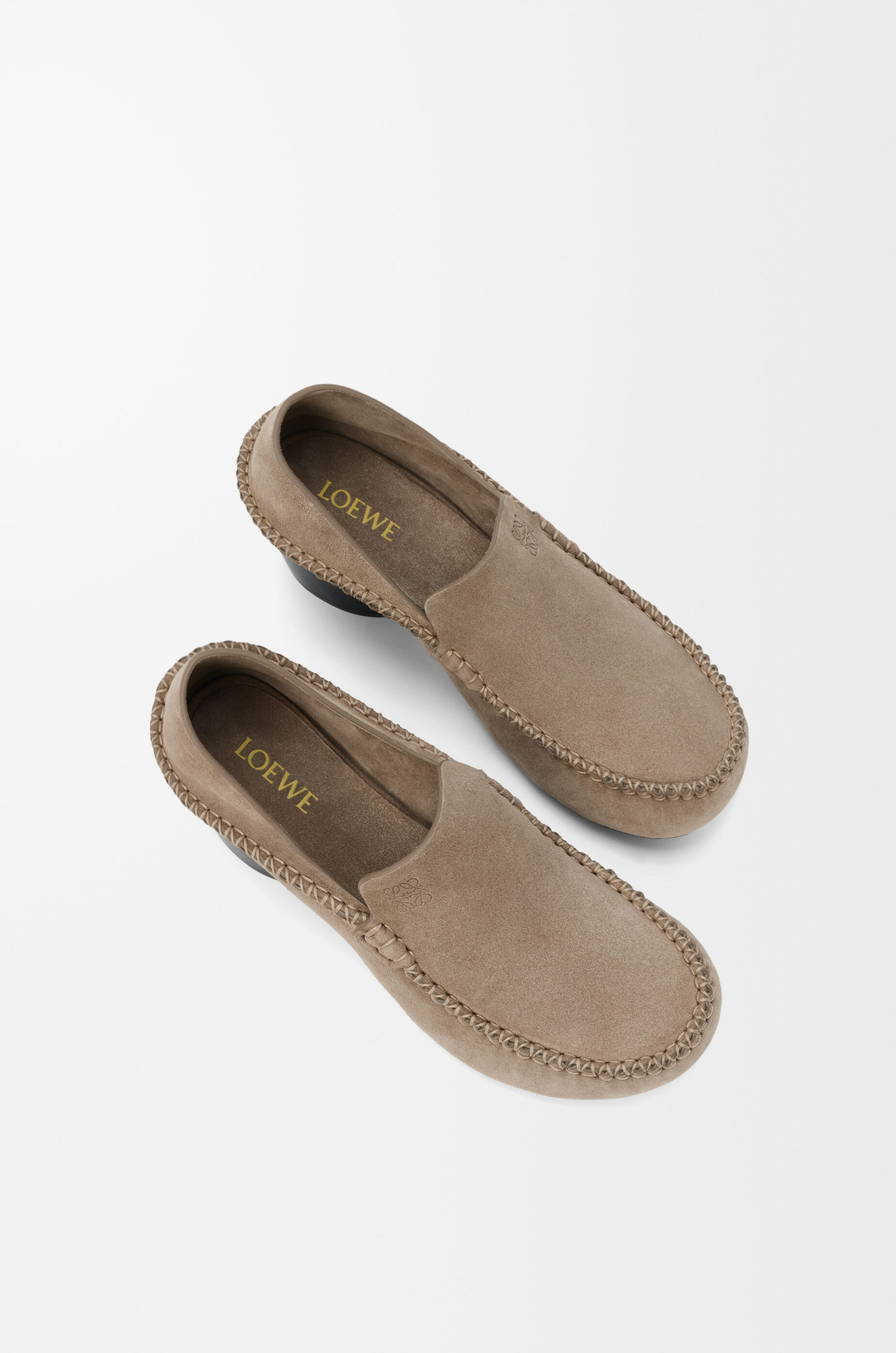 Oval loafer in suede calfskin Brown - LOEWE APAC official website
