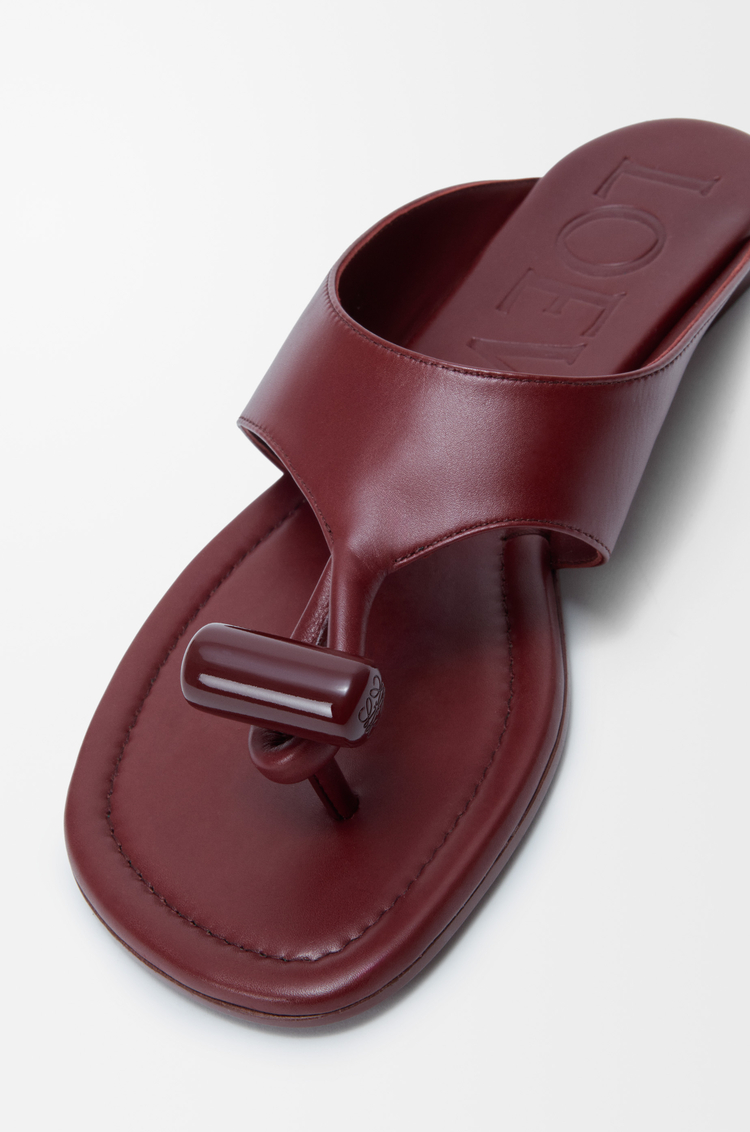 LOEWE Toggle flat sandal in shiny smoot calfskin Burnt Red
