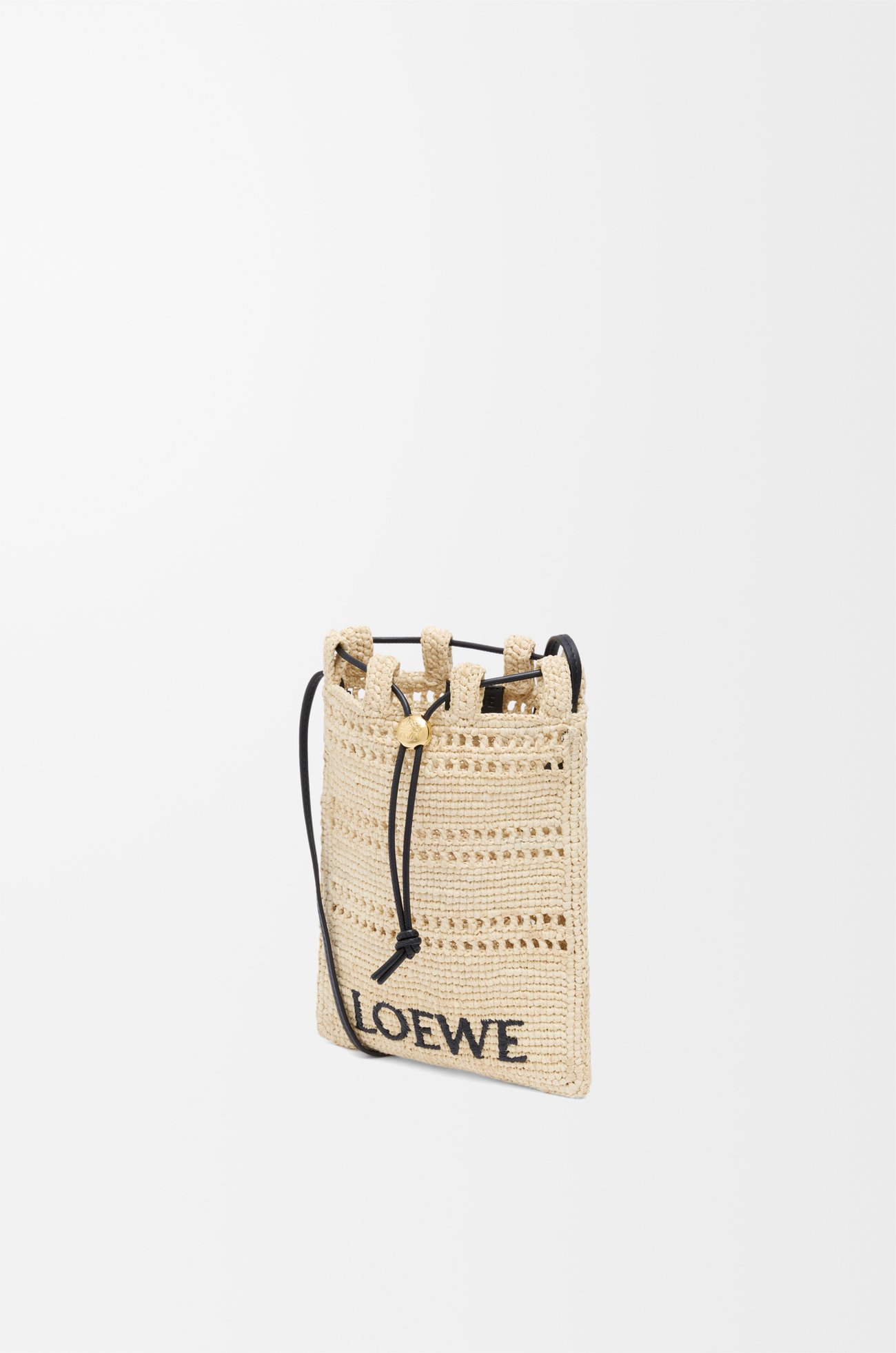 LOEWE Drawstring pocket in raffia Natural/Black