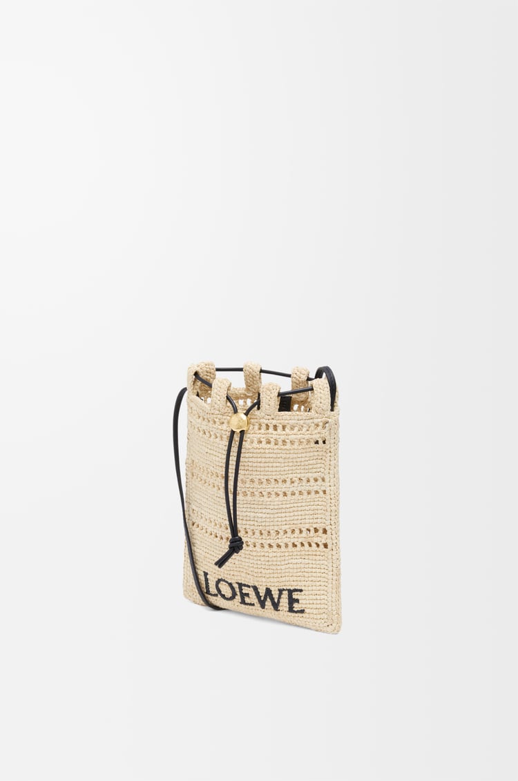 LOEWE Drawstring pocket in raffia Natural/Black