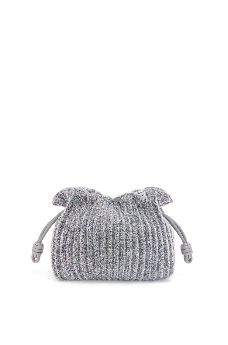 LOEWE Bolso Flamenco Clutch mini en tela de lúrex Plata