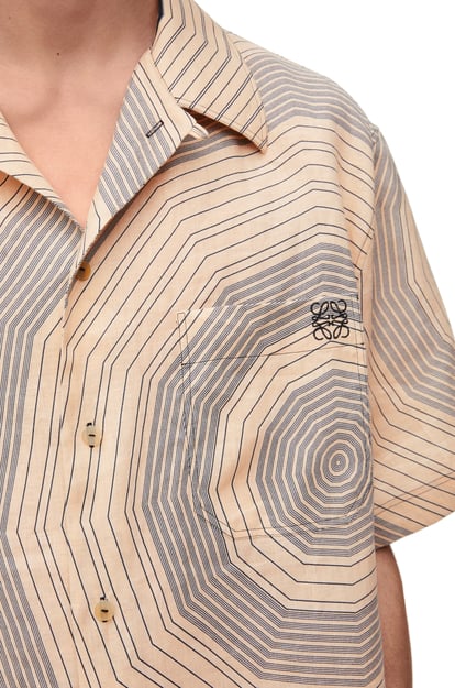 LOEWE Short sleeve shirt in linen 米色/海軍藍 plp_rd
