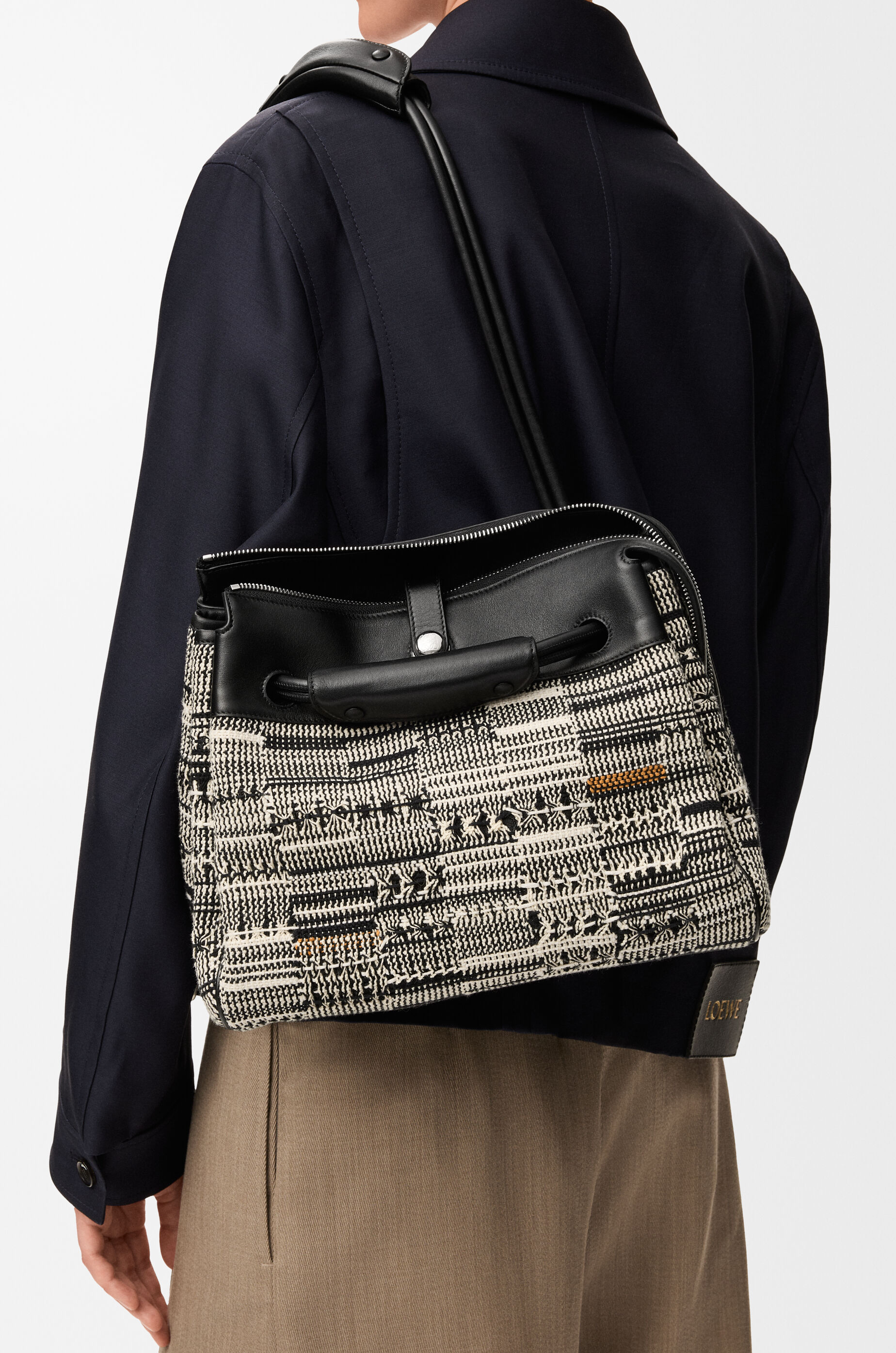 Medium Madrid bag in woven textile Black - LOEWE