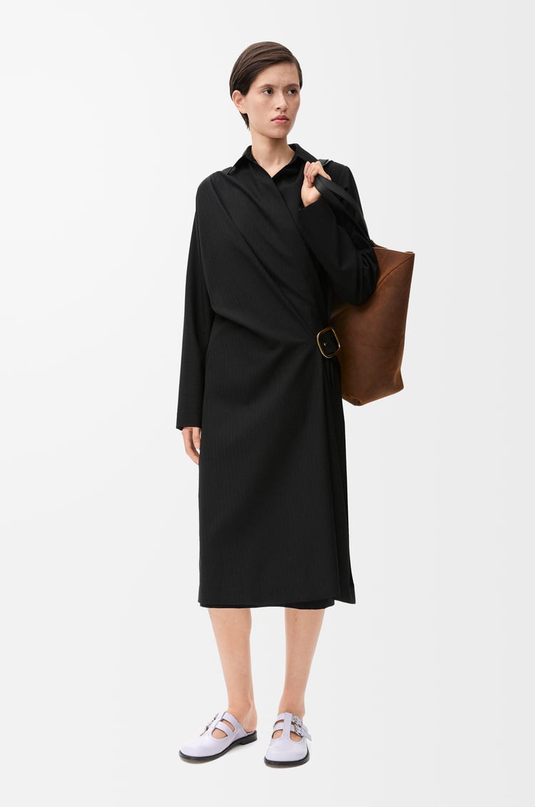 LOEWE Belted dress in wool Black