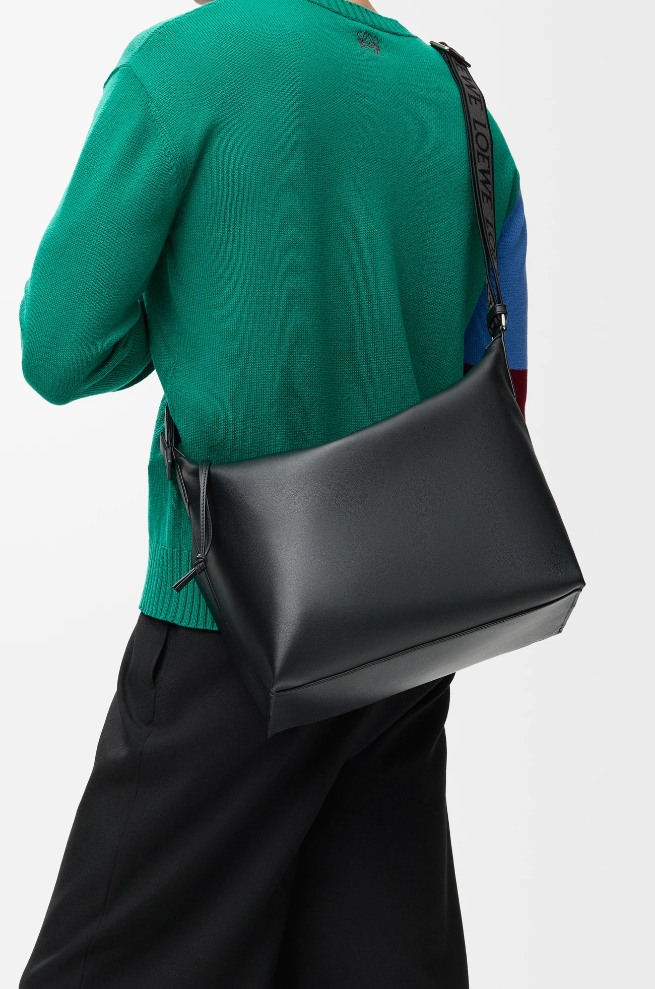 LOEWE Cubi crossbody bag in supple smooth calfskin and jacquard Black