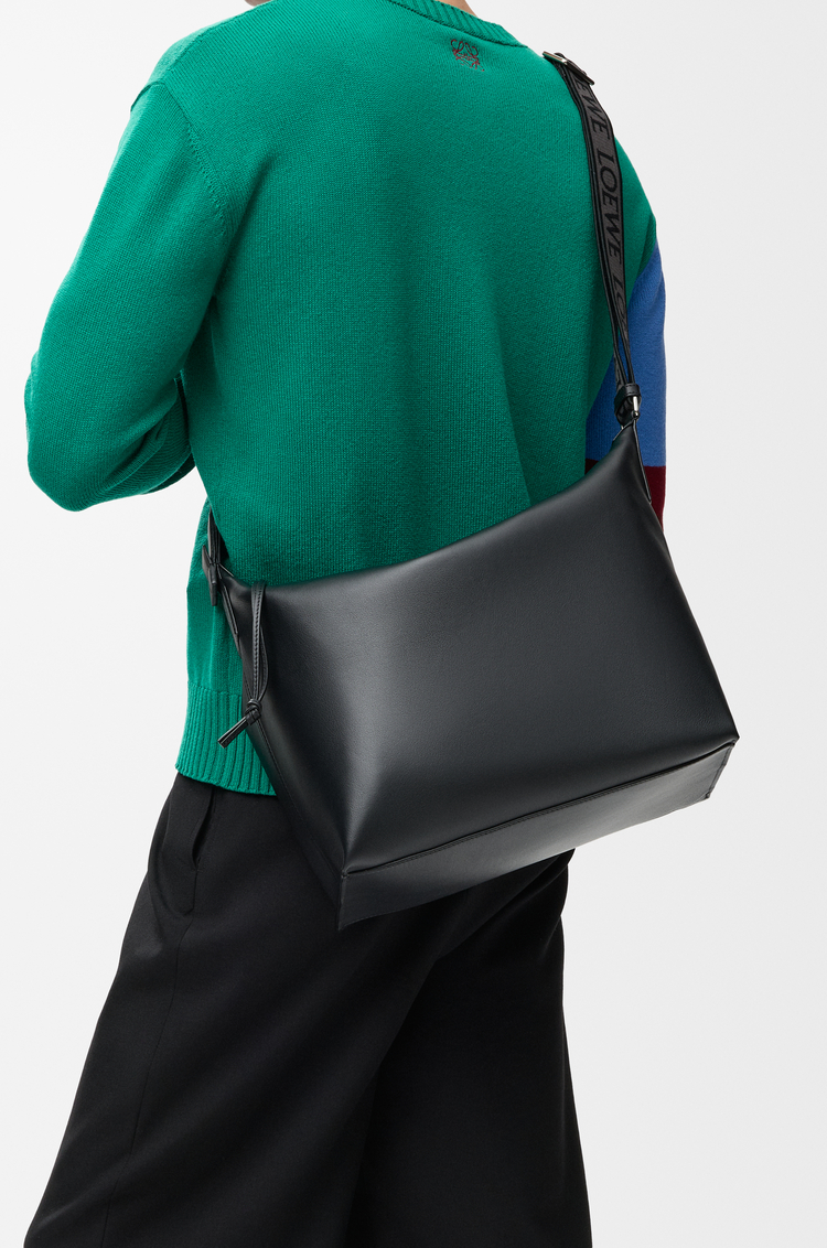 LOEWE Cubi crossbody bag in supple smooth calfskin and jacquard Black