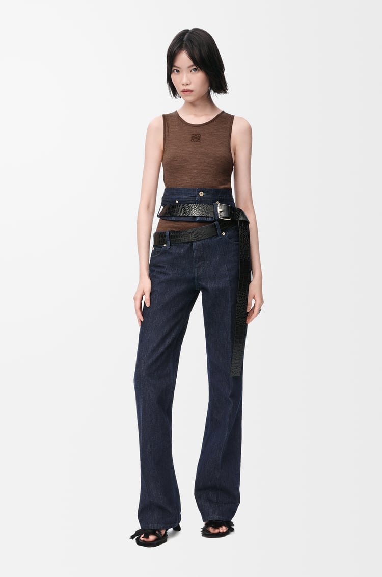 LOEWE Anagram tank top in stretch wool Chocolate Brown