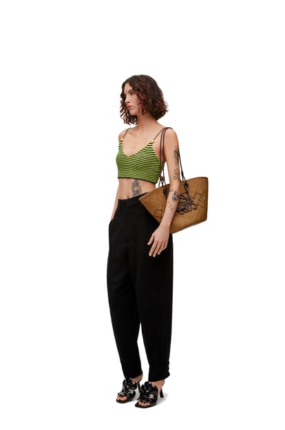 LOEWE Strappy top in cotton blend Black/Fluo Green plp_rd
