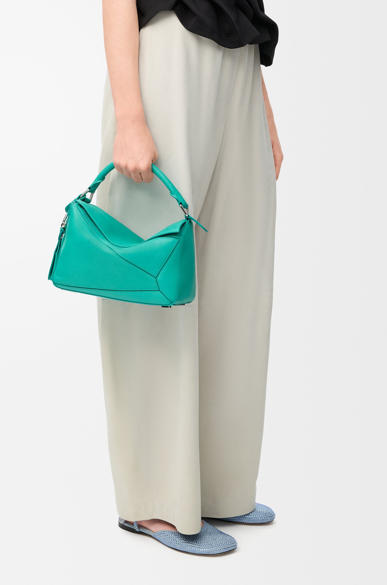 LOEWE Small Featherlight Puzzle bag in nappa lambskin Aquamarine