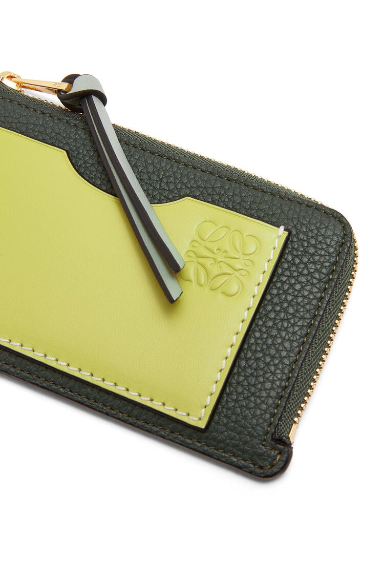 LOEWE Coin cardholder in soft grained calfskin Vintage Khaki/Lime Yellow pdp_rd