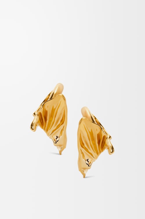 LOEWE Pendientes de aro Pleated Fan en plata de ley Dorado