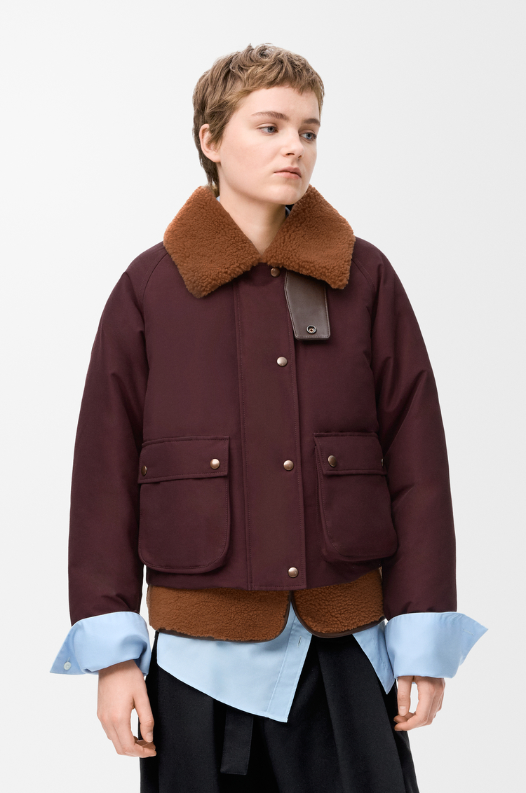 LOEWE Puffer in shearling and cotton blend Burgundy