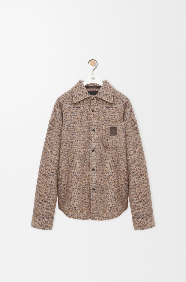 LOEWE Overshirt in wool and llama blend Beige/Blue Melange