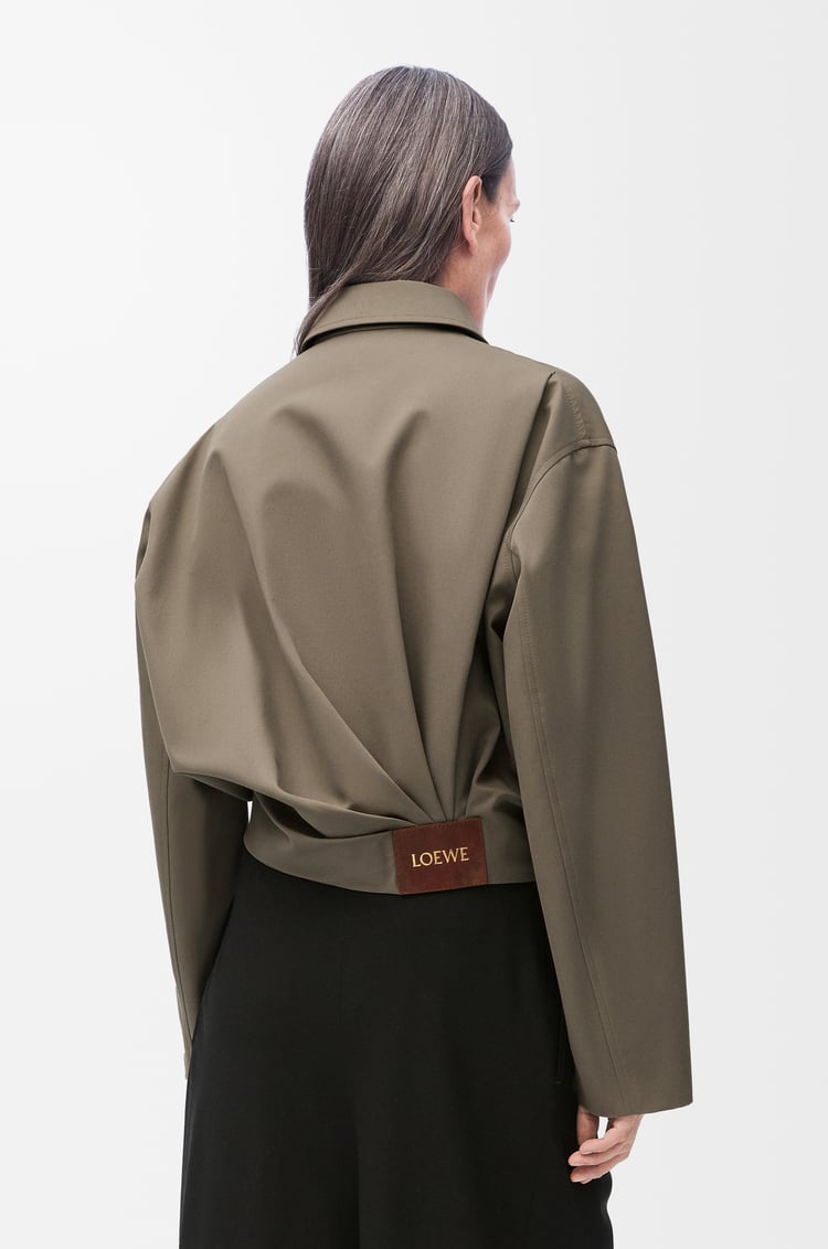 LOEWE Chaqueta drapeada en algodón y seda Marrón Caqui