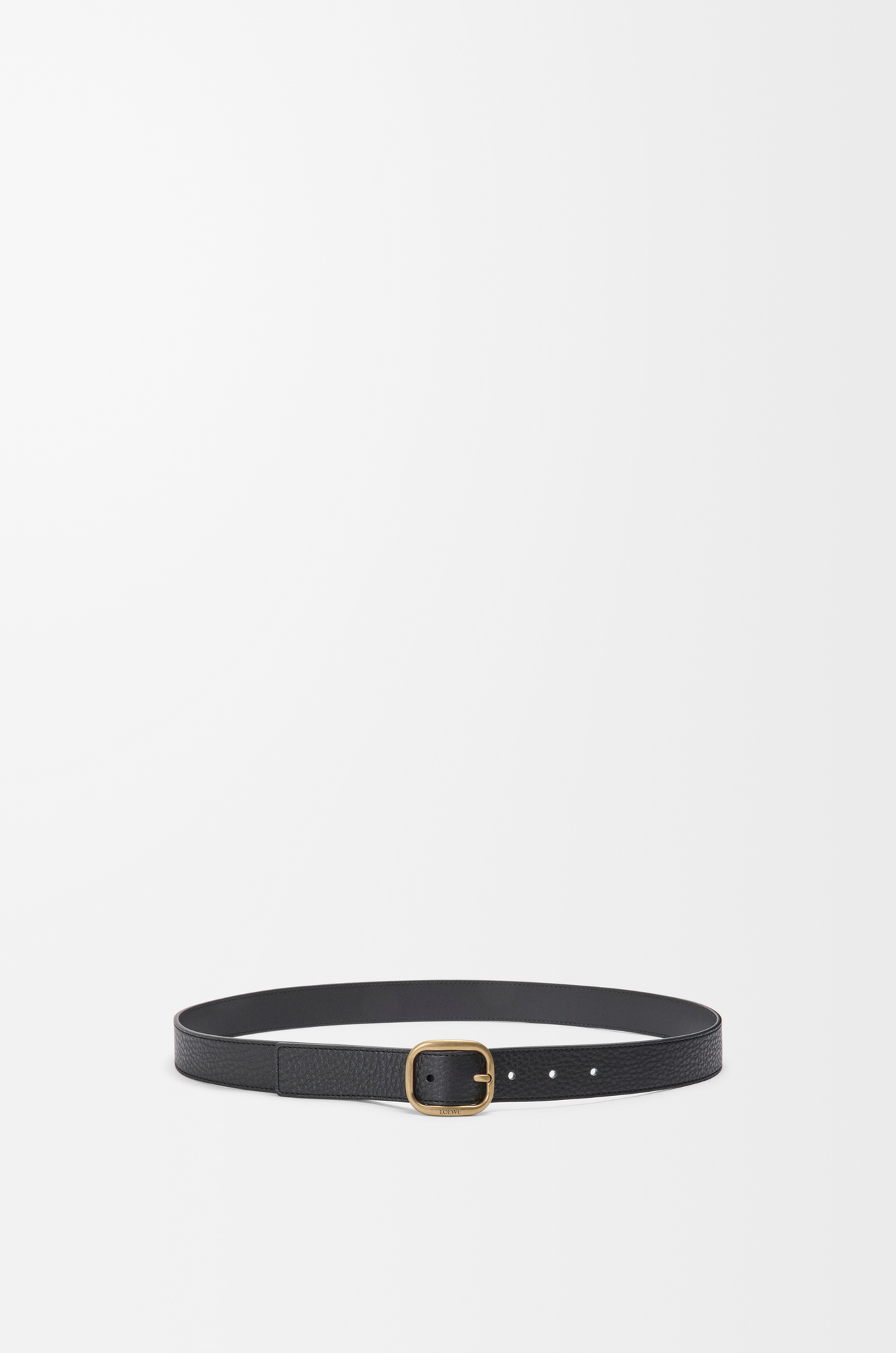 LOEWE Rounded soft belt in supple grained calfskin Black/Gold