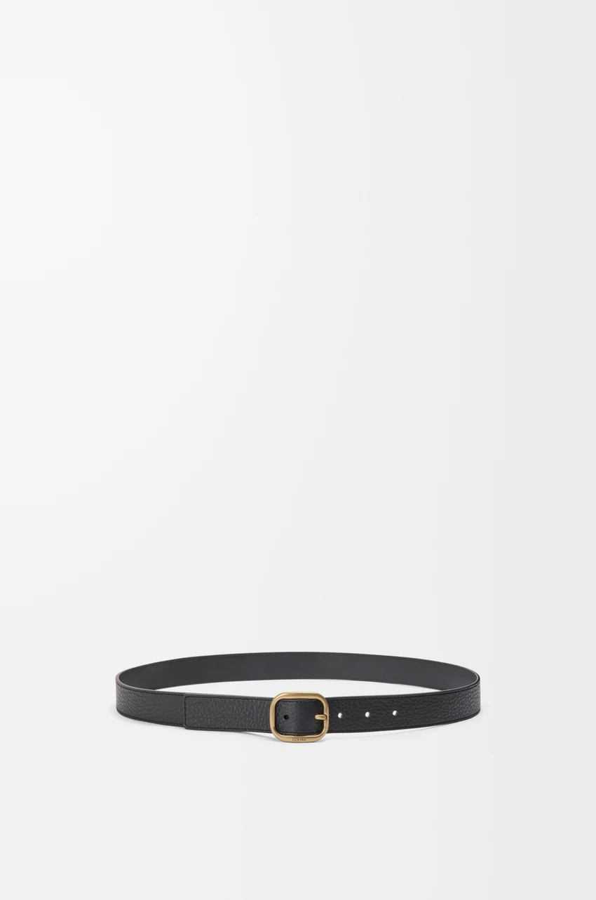 Rounded soft belt in supple grained calfskin