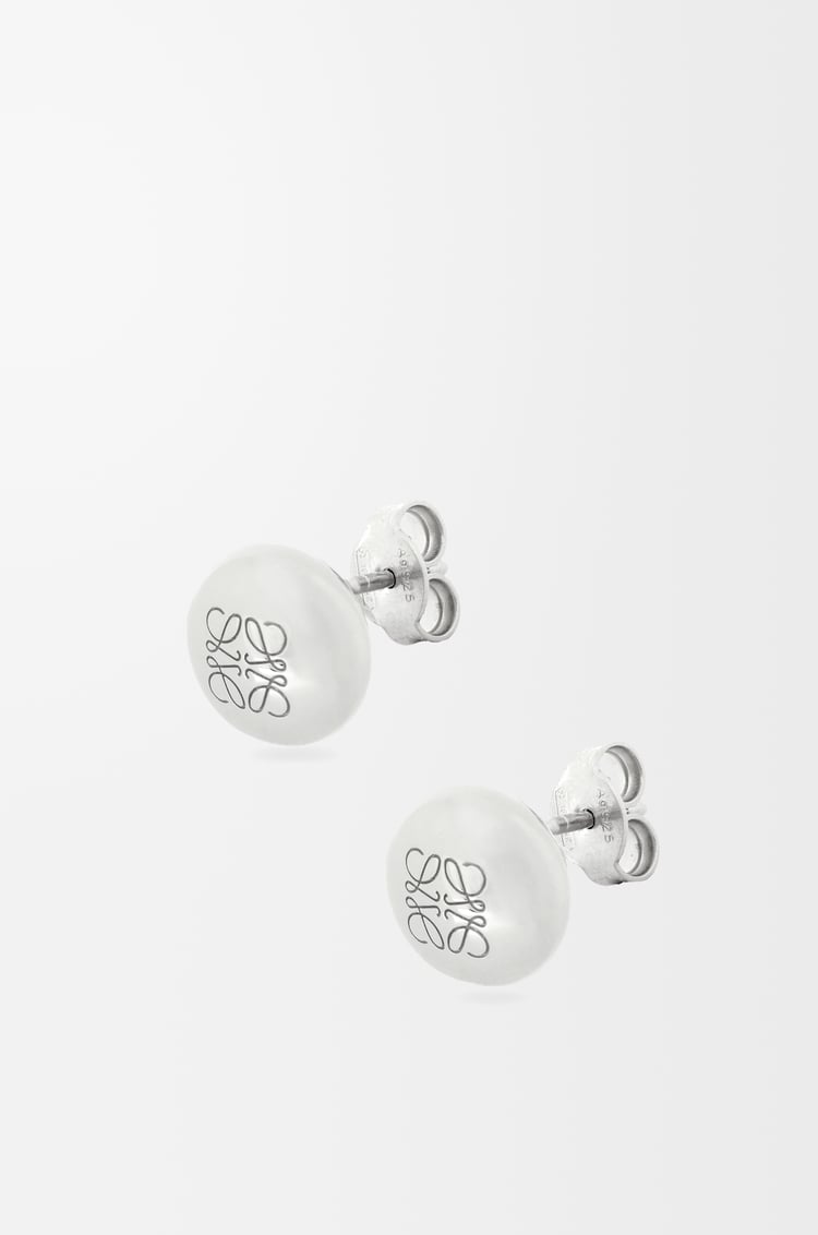 LOEWE 純銀 Anagram Pebble 鉚釘耳環 銀色