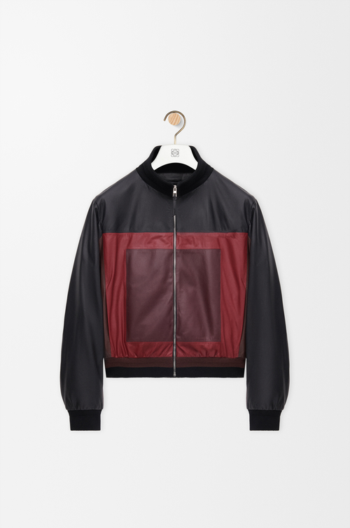 LOEWE 크롭 재킷 - 나파 램스킨 Black/Burgundy