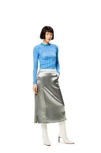 LOEWE Slip midi skirt in satin Platinum pdp_rd