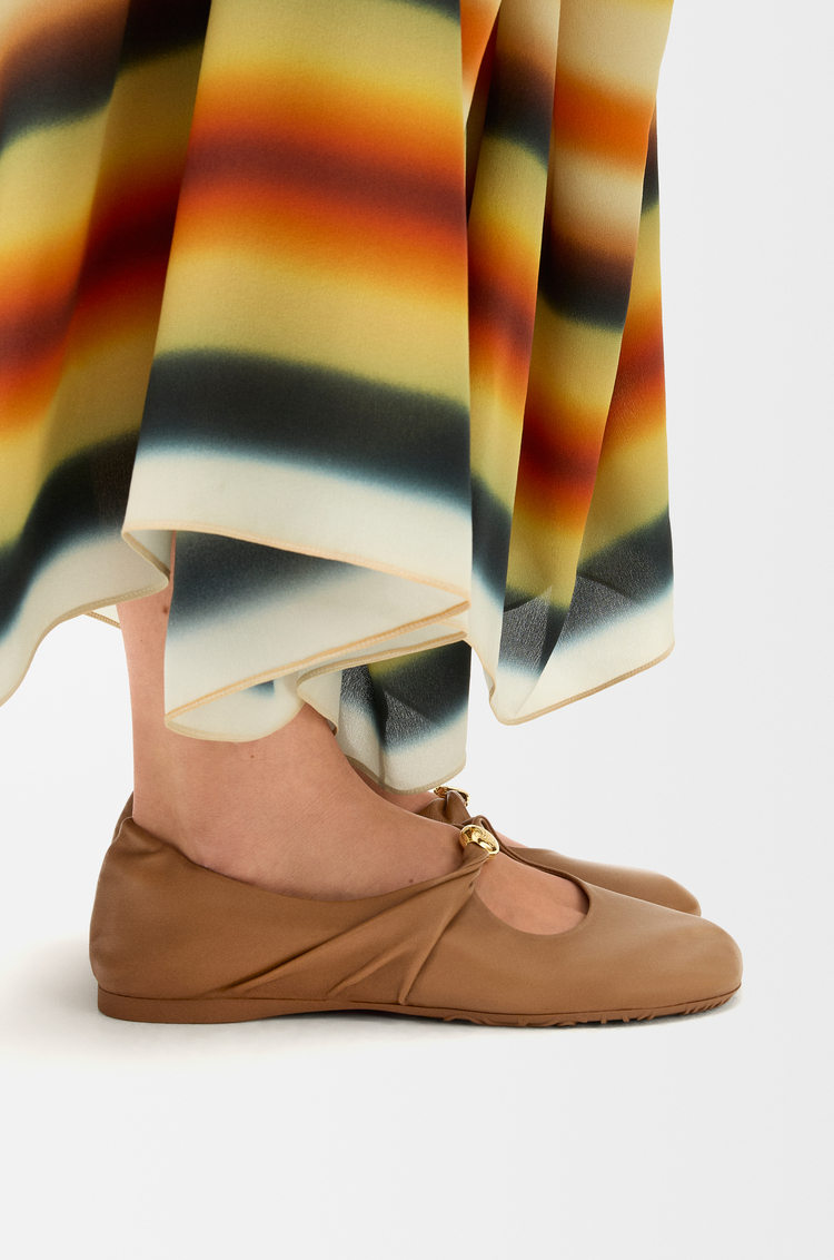 LOEWE Pebble Soft ballerina in nappa lambskin Oak