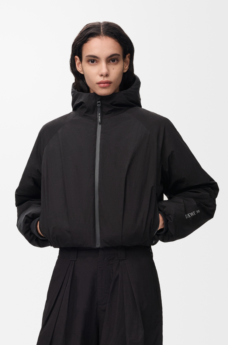 LOEWE Cropped puffer jacket in technical shell Black