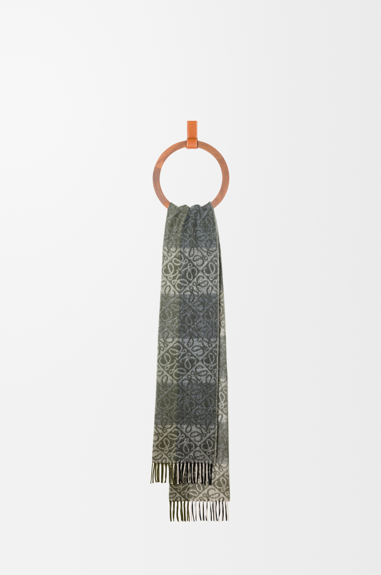 LOEWE Anagram scarf in wool and cashmere Green/Dark Green