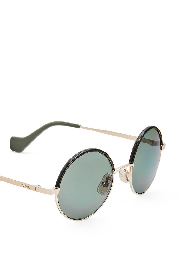 LOEWE Small round sunglasses in metal Solid Khaki Green