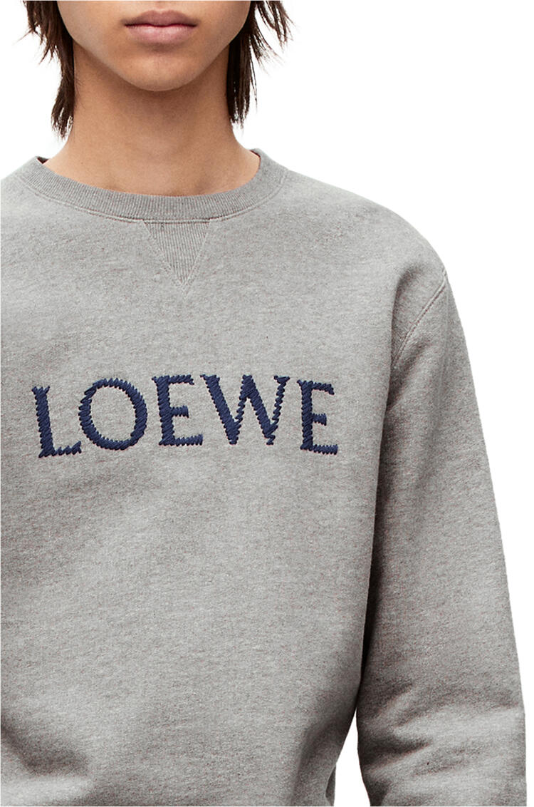 LOEWE Sudadera en algodón con logotipo LOEWE bordado Gris Jaspeado