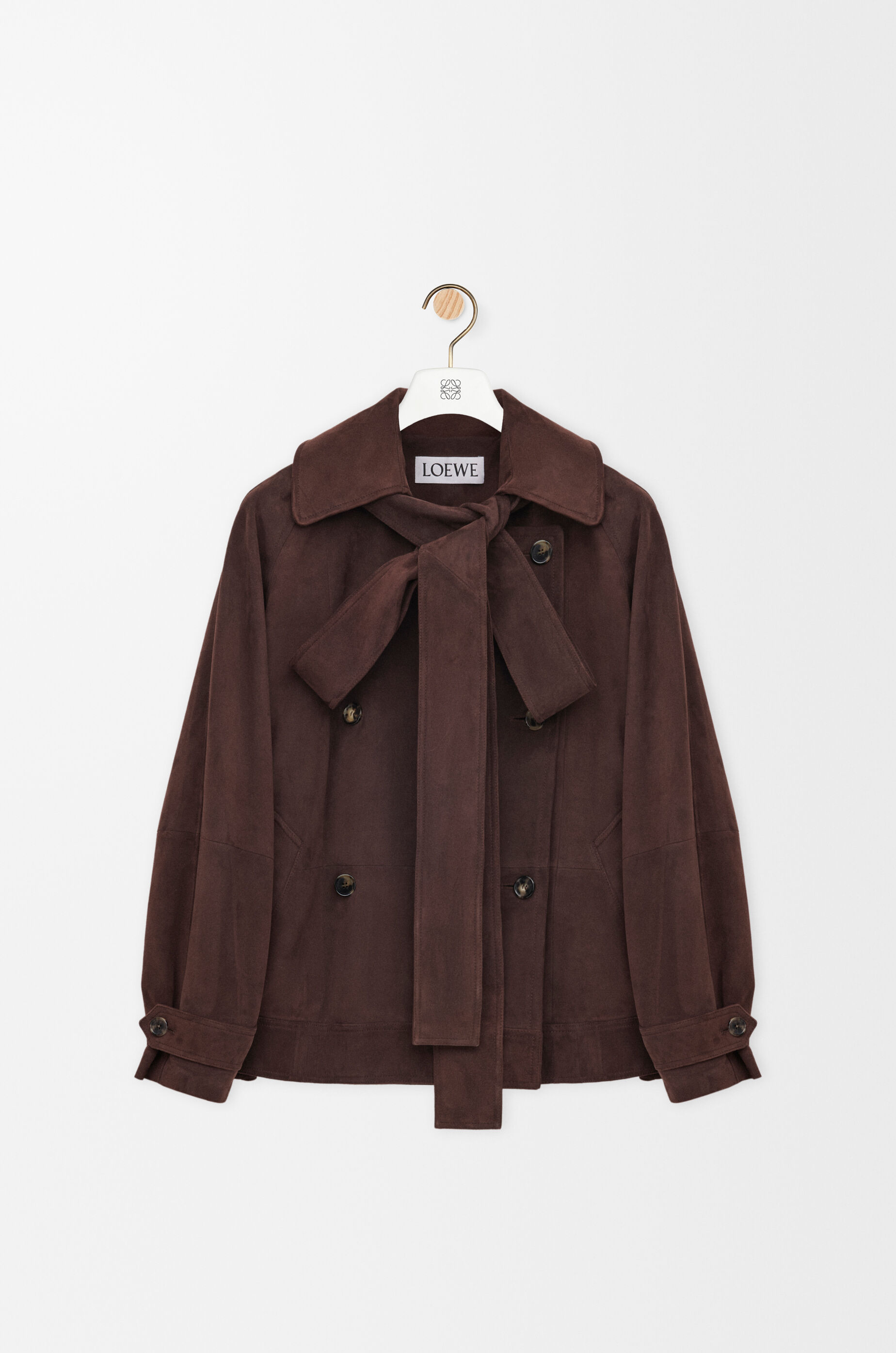 Bow jacket in suede goatskin ブラウン - LOEWE