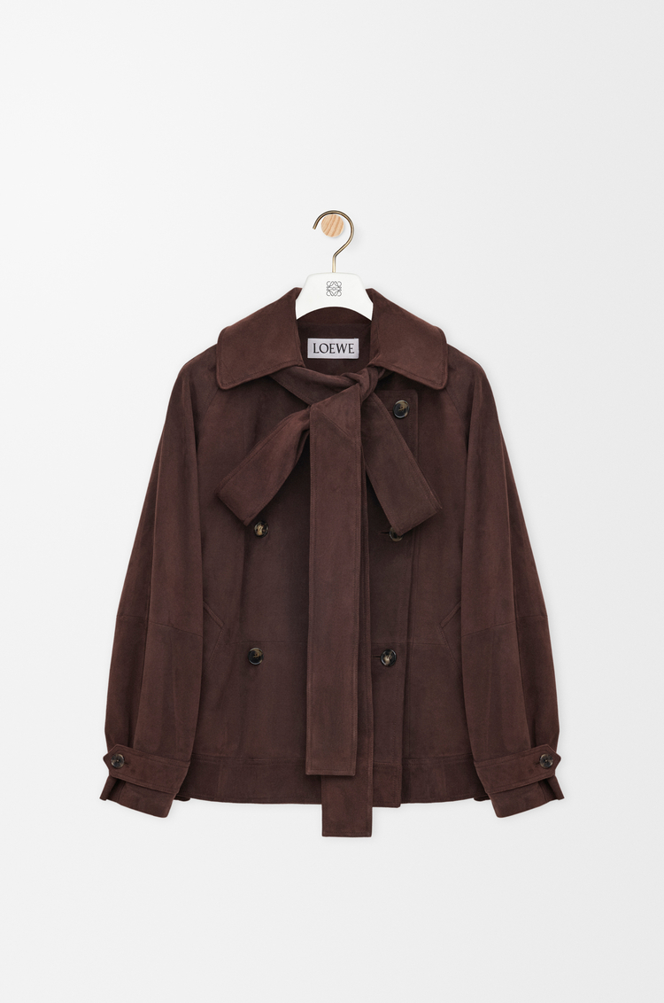 LOEWE Bow jacket in suede goatskin 棕色