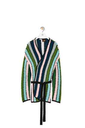 LOEWE Stripe belted cardigan in cotton Green Multitone plp_rd