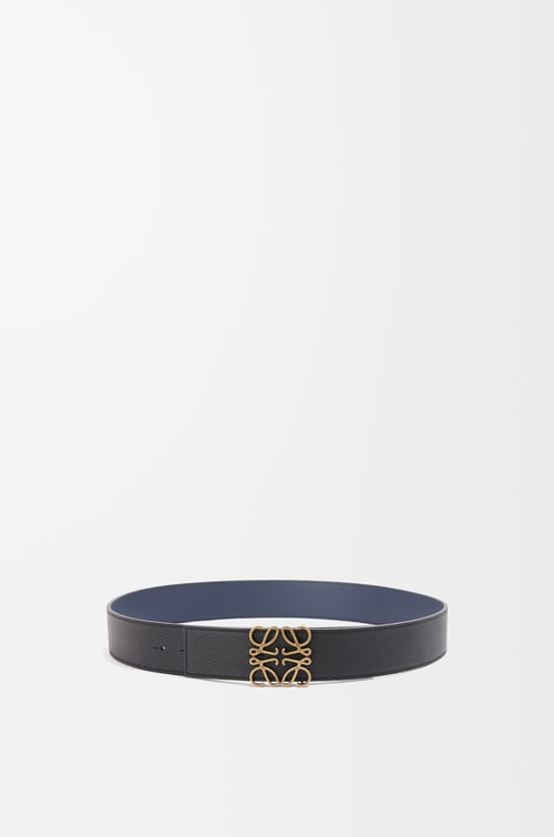LOEWE 牛皮革双面 Anagram 腰带 黑色/海洋蓝/古金色
