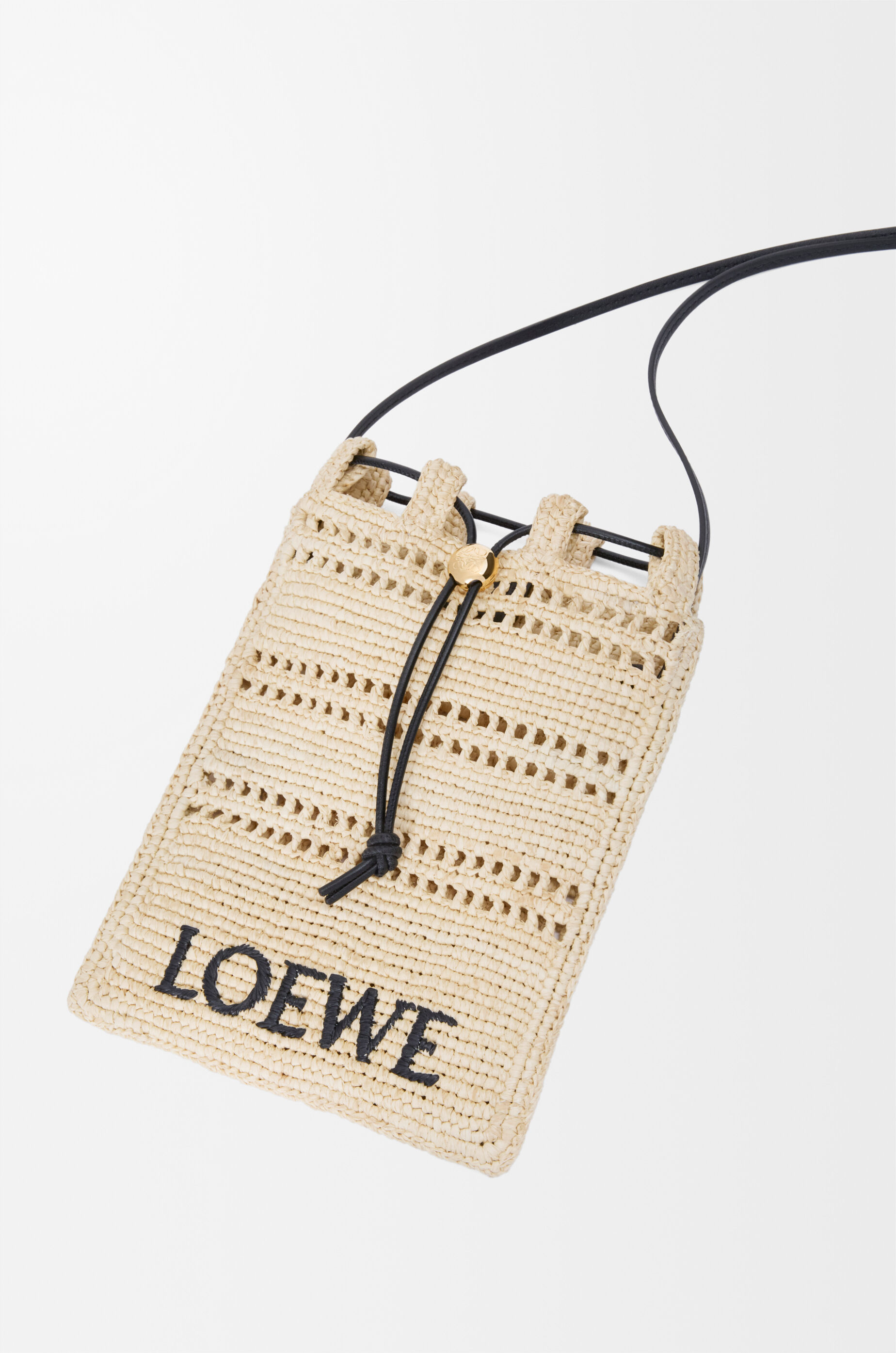 Drawstring pocket in raffia Beige - LOEWE USA Official Website