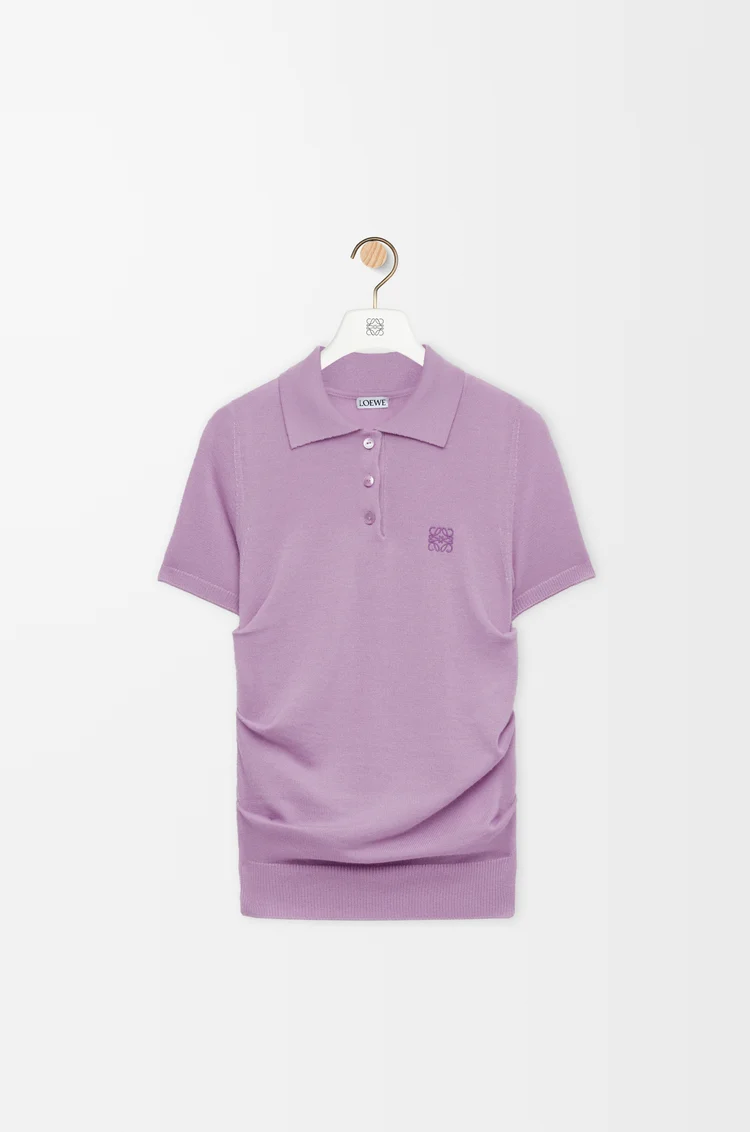 LOEWE 쇼트 슬리브 폴로 스웨터 - 캐시미어 & 실크 라일락