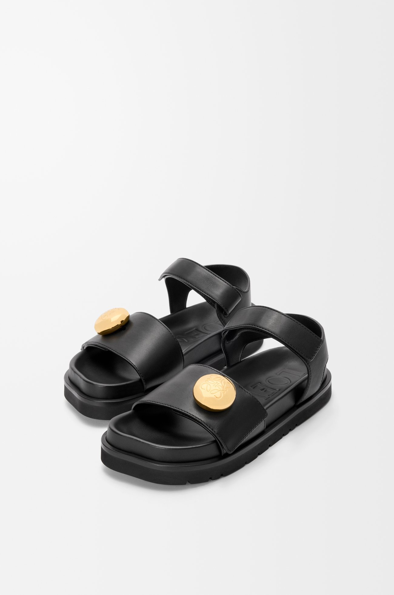 LOEWE Pebble fussbett sandal in soft calfskin Black
