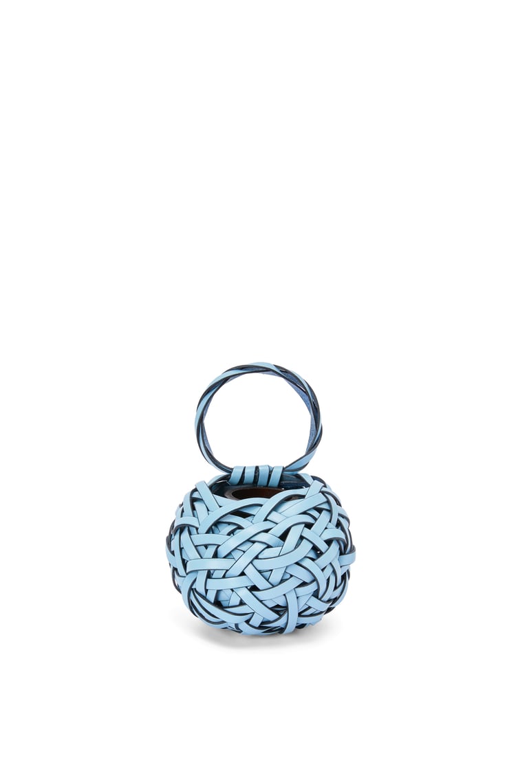 LOEWE Woven nest vase in calfskin and bamboo 淺藍色