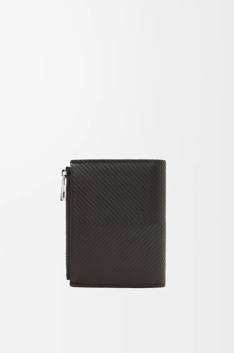LOEWE Portefeuille compact fin en cuir de veau classique texturé Gris Foncé