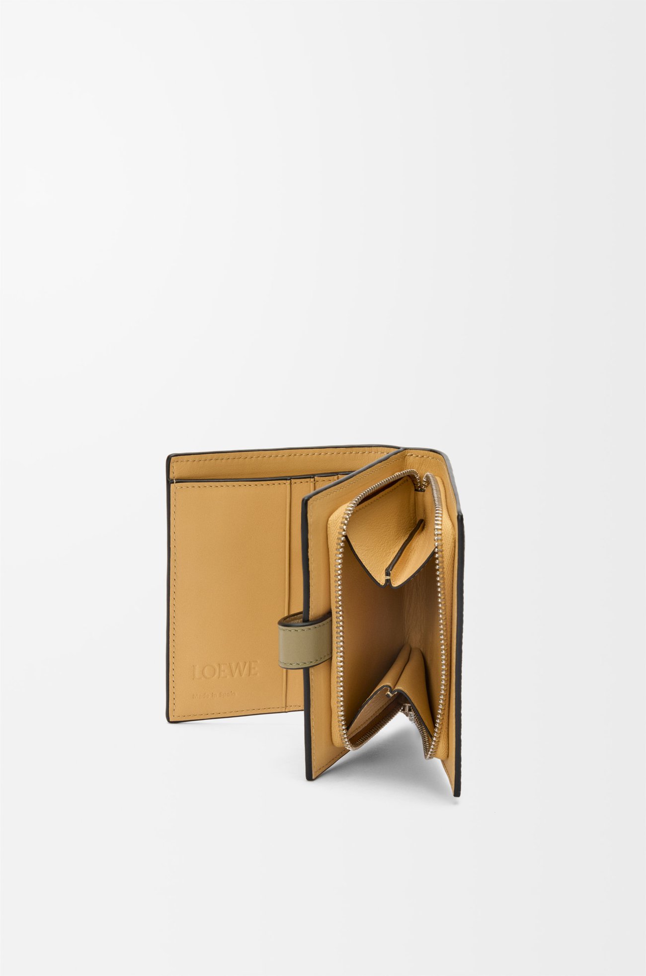 LOEWE Compact zip wallet in soft grained calfskin Shell Grey/Eucalyptus plp_rd
